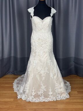 Alfred Angelo Ivory Lace Backless Mermaid Bridal Wedding Dress Gown 14